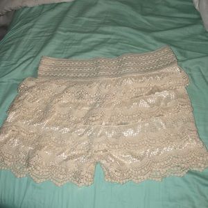 Creme and black Lace Shorts